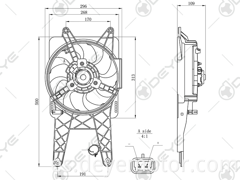 Ventilador de refrigeración del radiador del coche de menor ruido para FIAT SEICENTO 51732956 46789792